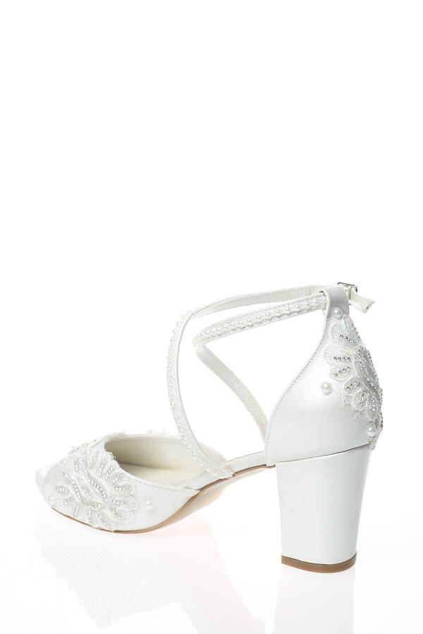 Women's Mother-of-Pearl Bridal Shoes with Pearl Embellishments 915cnr - 4