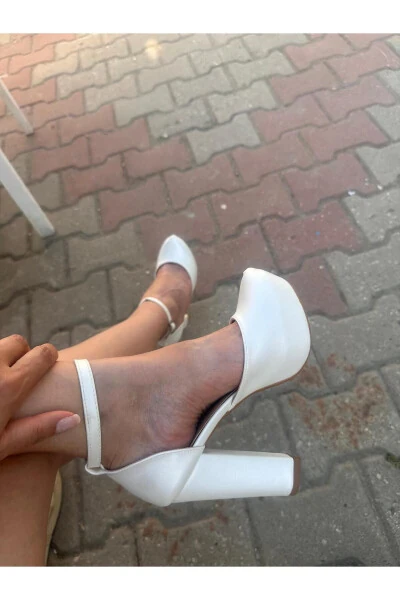 Women's Mother of Pearl Broken White 12 Cm Platform High Heel Dress Wedding Shoe - LİNEER