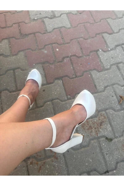 Women's Mother of Pearl Broken White 12 Cm Platform High Heel Dress Wedding Shoe - LİNEER (1)