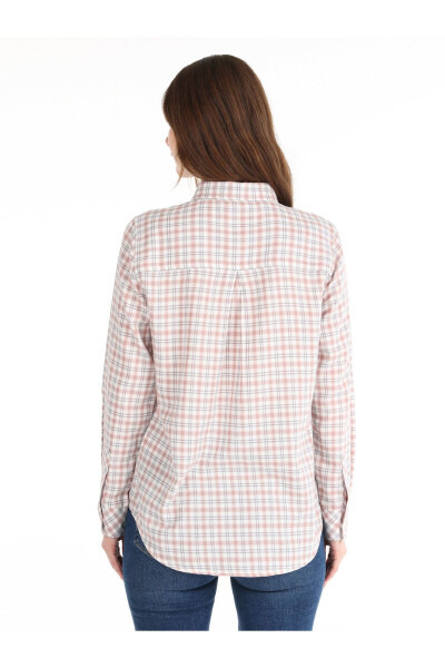 Women's multi-colored long sleeve shirt with checkered pocket detail, regular fit - 2