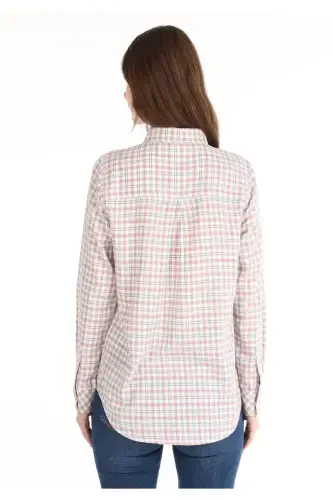 Women's multi-colored long sleeve shirt with checkered pocket detail, regular fit - COLIN’S (1)