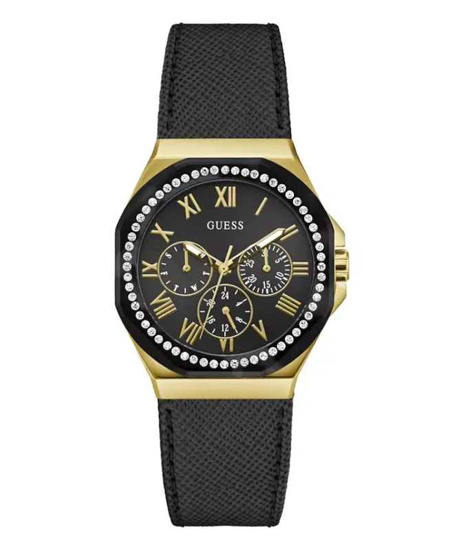 Women's Multi-Function Black Leather Watch 36mm - GUESS