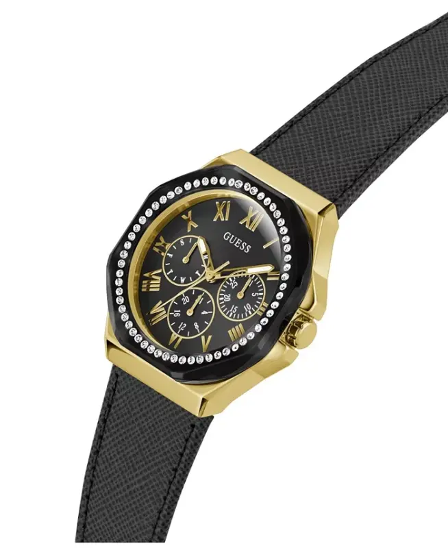 Women's Multi-Function Black Leather Watch 36mm - 3