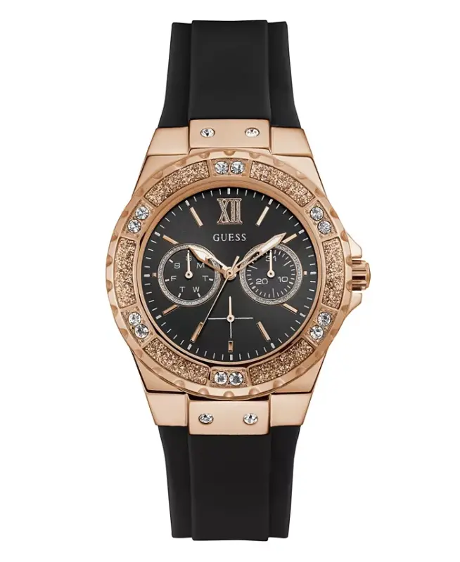 Women's Multi-Function Black Silicone Watch 39mm-Black - GUESS