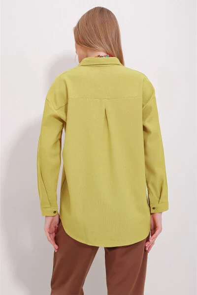 Women's Mustard Oversize Linen Shirt ALC-X10343 - 5