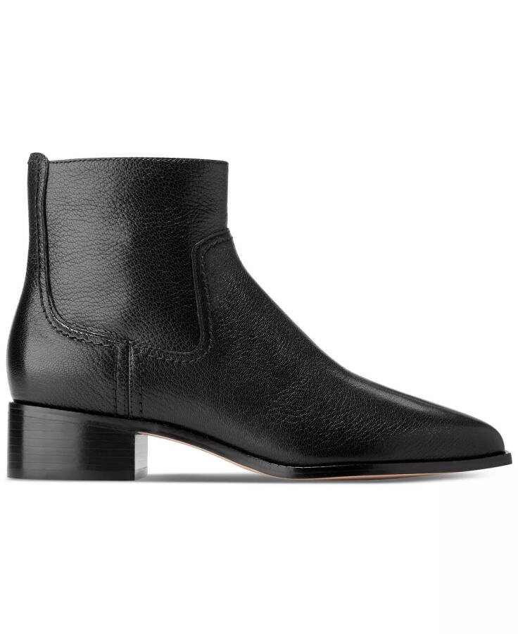 Women's Naia Pointed Toe Block Heel Booties Black Leather - 2