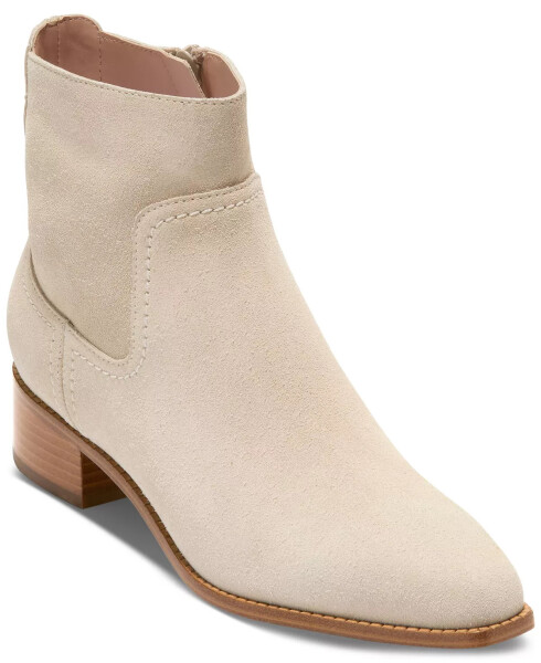 Women's Naia Pointed Toe Block Heel Booties Oat Suede - 1