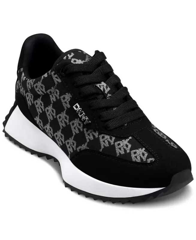 Women's Naples Checkered Running Sneakers - Black/Nickel - DKNY