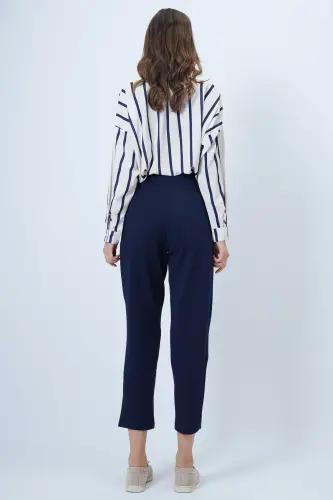 Women's Navy Blue High Waist Carrot Trousers Alc-X11148-LACİVERT - 6