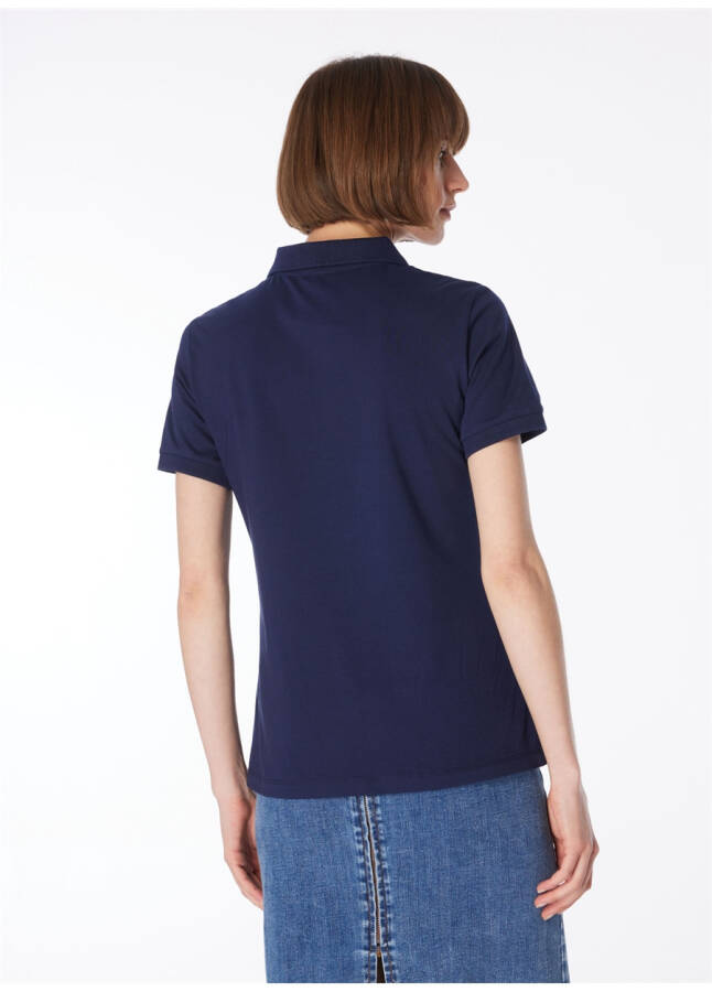 Women's Navy Blue Polo Neck Basic T-Shirt - 10