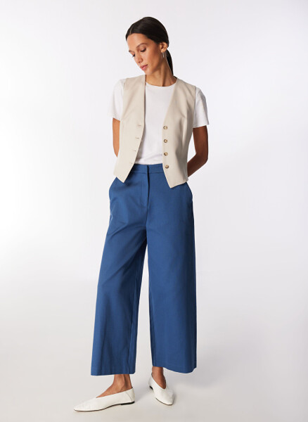 Women's Navy Blue Wide Leg Pants - 2