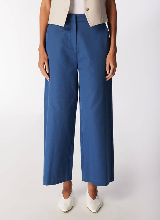 Women's Navy Blue Wide Leg Pants - 3