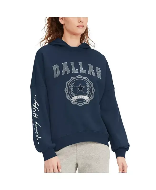 Women's Navy Dallas Cowboys Becca Dropped Shoulders Pullover Hoodie - TOMMY HILFIGER