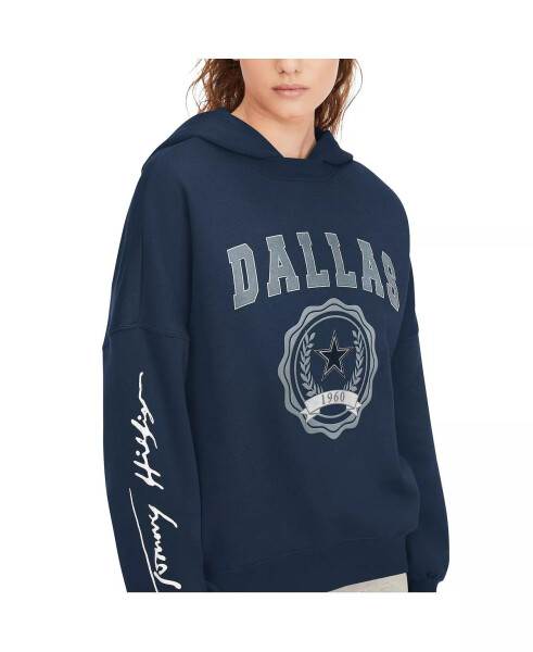 Women's Navy Dallas Cowboys Becca Dropped Shoulders Pullover Hoodie Navy - 4