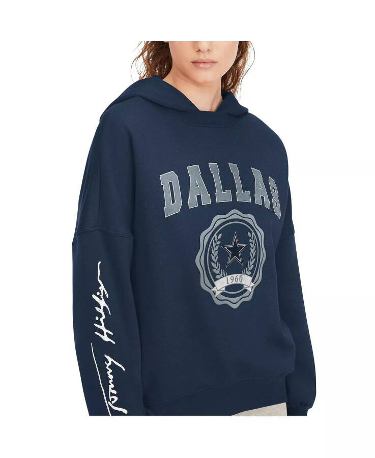 Women's Navy Dallas Cowboys Becca Dropped Shoulders Pullover Hoodie Navy - 4