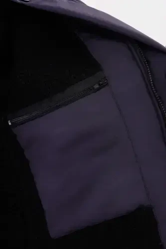 Women's Navy Fleece Furry Waterproof and Windproof Hooded Winter Coat & Jacket & Parka-Navy - 5