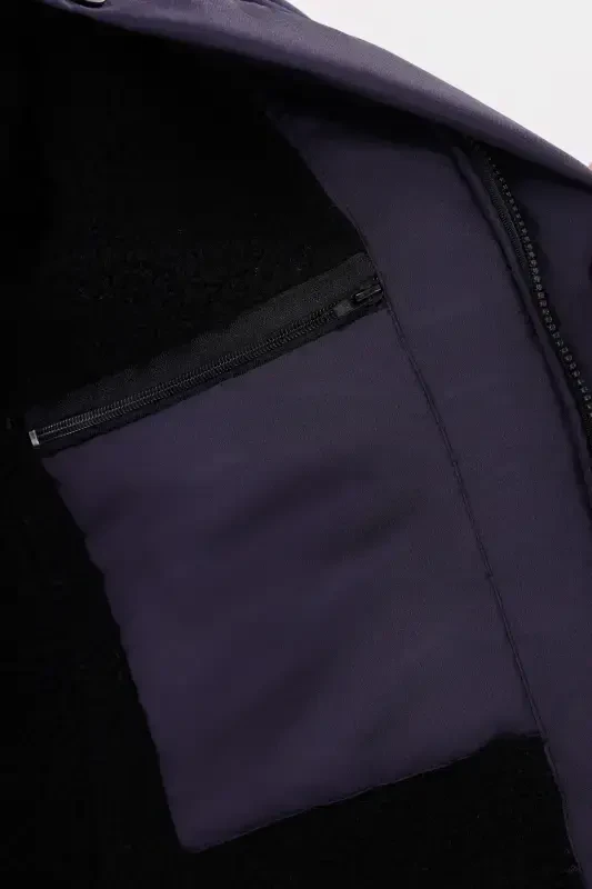 Women's Navy Fleece Furry Waterproof and Windproof Hooded Winter Coat & Jacket & Parka-Navy - 5