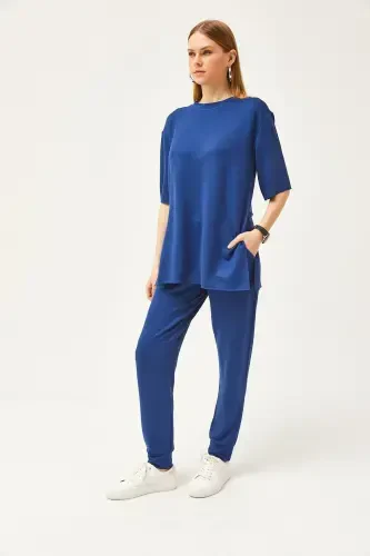 Women's Navy Flowy Crystal Set TKM-1 - OLALOOK (1)