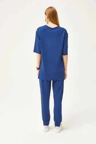 Women's Navy Flowy Crystal Set TKM-1 - 5