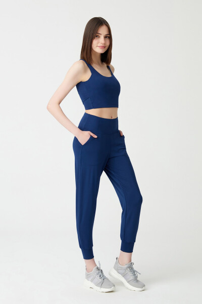 Women's Navy High Waist Jogger Sweatpants - 1