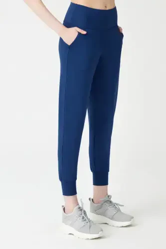Women's Navy High Waist Jogger Sweatpants - LOS OJOS (1)