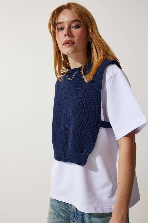 Women's Navy Knitted T-Shirt DP00201 - 2