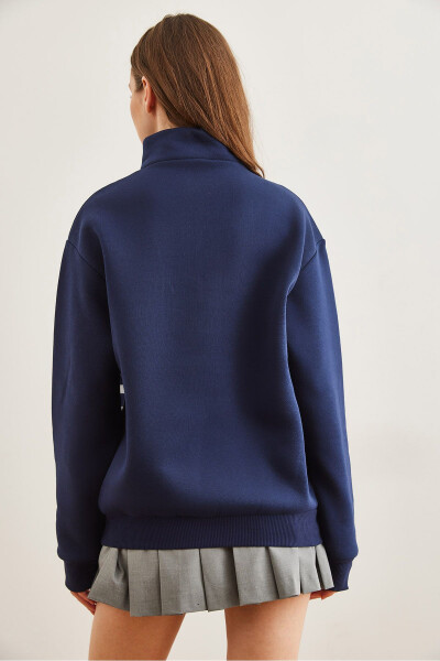 Women's Navy Striped Thistle Full Zip Sweatshirt SWT-19000711 - 6