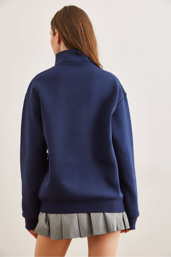 Women's Navy Striped Thistle Full Zip Sweatshirt SWT-19000711 - 6