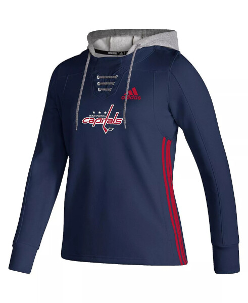 Women's Navy Washington Capitals Skate Lace AEROREADY Pullover Hoodie Navy - 3