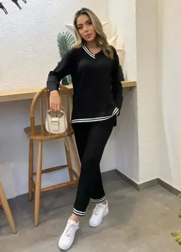 Women's New Season Long Sleeve Rib Detail Two Piece Set - 1