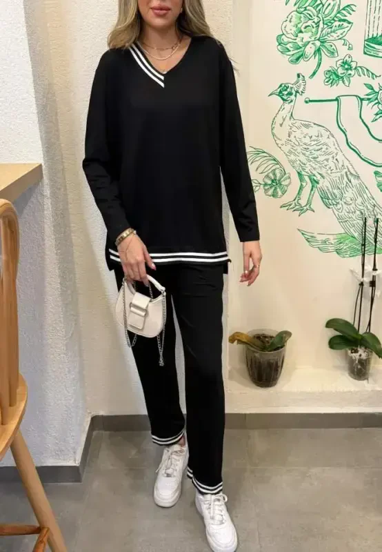 Women's New Season Long Sleeve Rib Detail Two Piece Set - 4