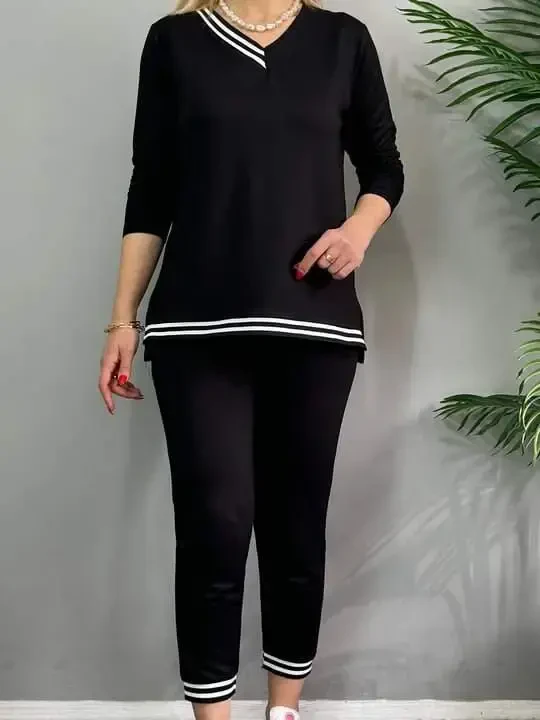 Women's New Season Long Sleeve Ribbed Detail Two Piece Set - 5