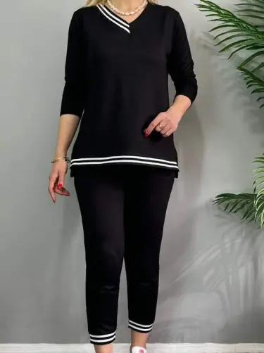 Women's New Season Long Sleeve Ribbed Detail Two-Piece Set - 5