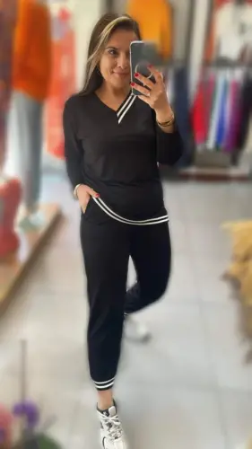 Women's New Season Long Sleeve Ribbed Detail Two-Piece Set - 6