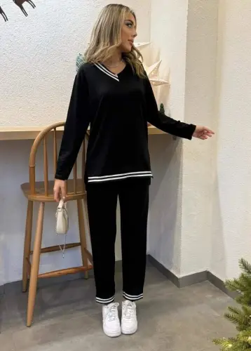 Women's New Season Long Sleeve Ribbed Detail Two-Piece Set - BÜYÜKBEDENIZ (1)