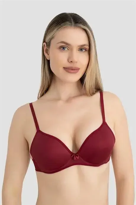 Women's Non-Padded Underwire 3 Bra Set Burgundy White Black - 2