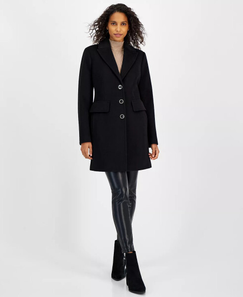 Women's Notched-Collar Black Coat - 1