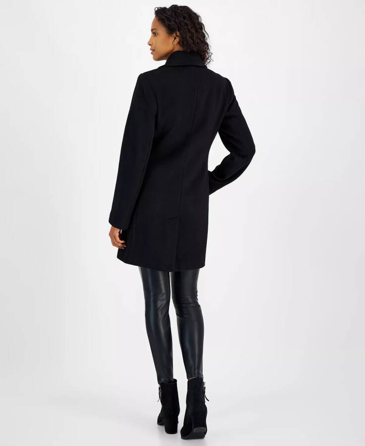 Women's Notched-Collar Black Coat - 2