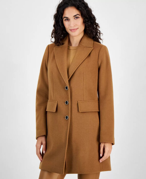 Women's Notched-Collar Coat Dark Camel - 4