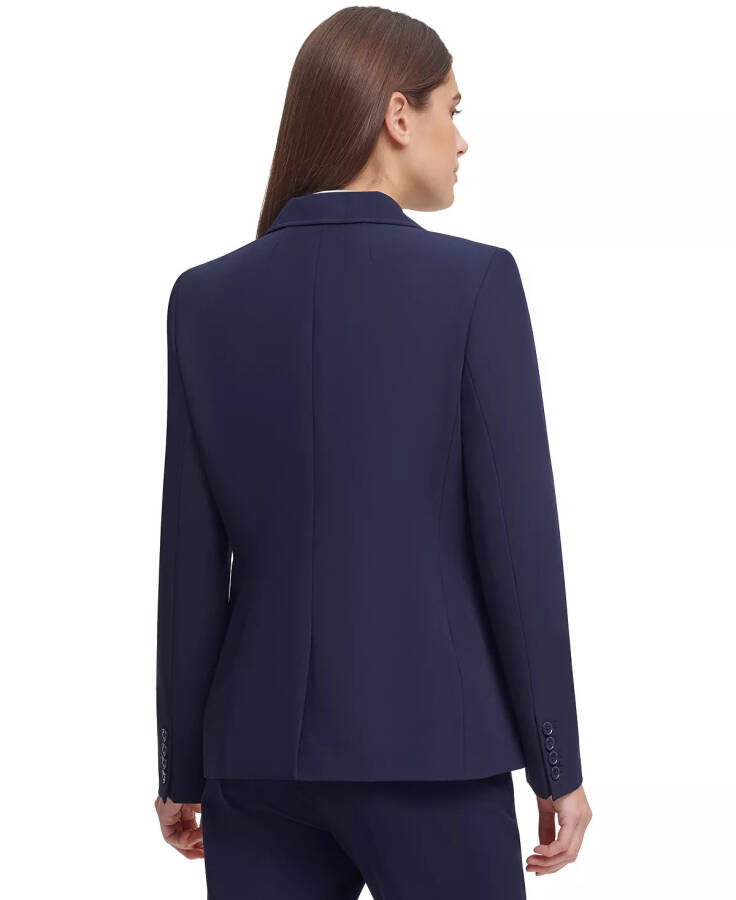 Women's Notched-Collar Double-Button Blazer Dark Blue - 2