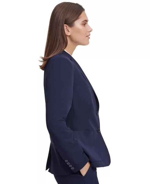 Women's Notched-Collar Double-Button Blazer Dark Blue - 3