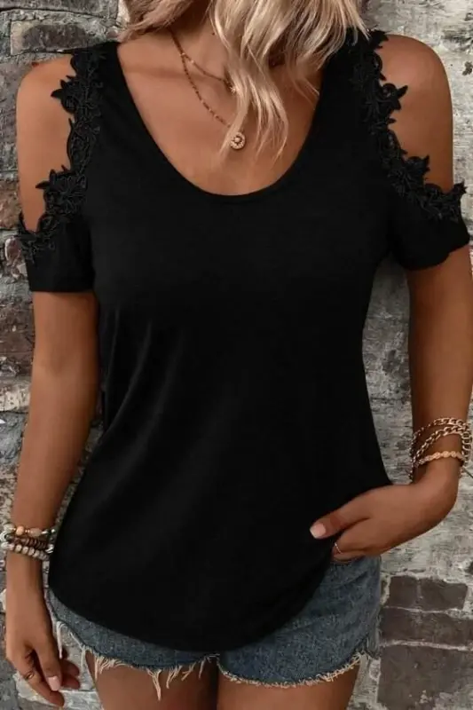 Women's Off-Shoulder Round Neck Viscose Blouse - BÜYÜKBEDENIZ