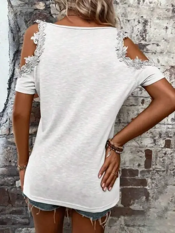 Women's Off-Shoulder Round Neck Viscose Blouse - 4