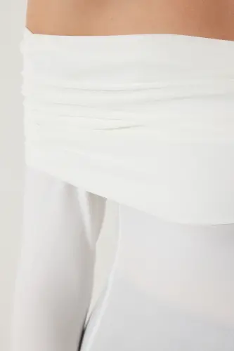 Women's Off-Shoulder Ruched Blouse FF00161-White - 4