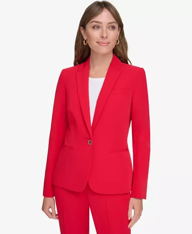 Women’s One-Button Blazer-Scarlet - 1