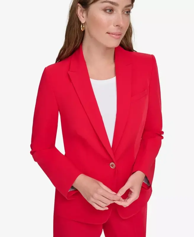 Women’s One-Button Blazer-Scarlet - 4
