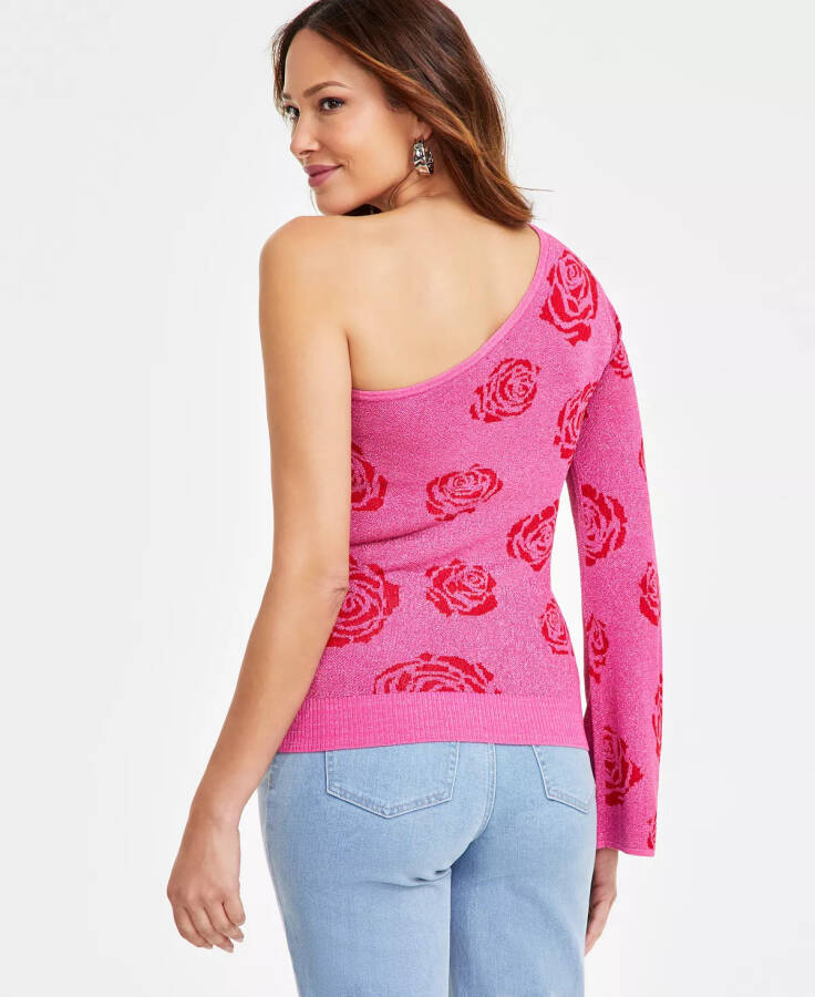 Women's One-Shoulder Rose Jacquard Sweater, Exclusively at Modazone Divine Hol - 2