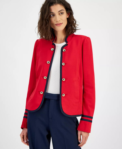 Women's Open-Front Long-Sleeve Band Jacket Medium Red - 1