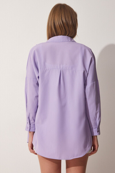 Women's Open Lilac Oversize Long Basic Shirt DD00842 - 4