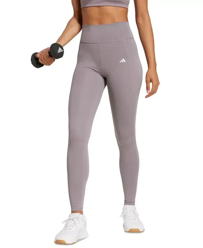Women's Optime Moisture-Wicking Full-Length Leggings - Taupe Oxide - ADIDAS